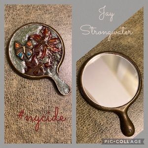 Jay Strongwater Swarovski Crystal 
Enamel Mini Mirror Butterfly/Hibiscus Design